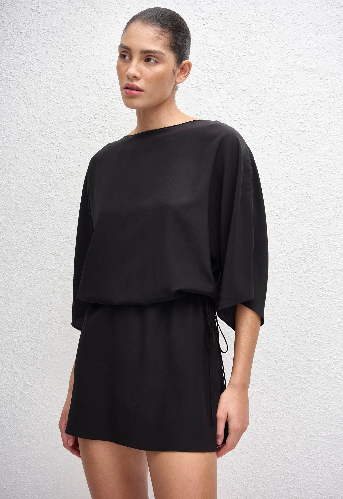 Magyar Drawcord Mini Dress - Black - Matteau