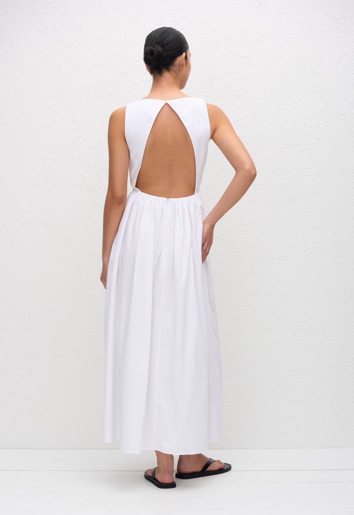 Open Back Midi Dress - White