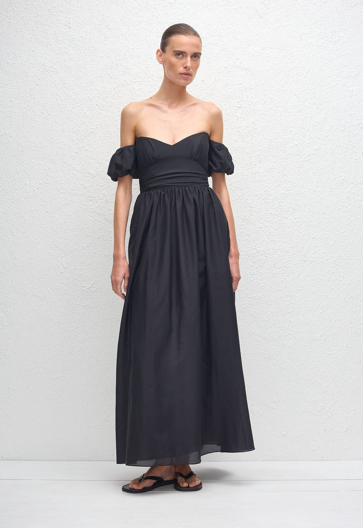 Off Shoulder Midi Dress - Black