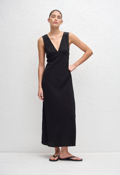 Plunge Slip Dress - Black - Matteau