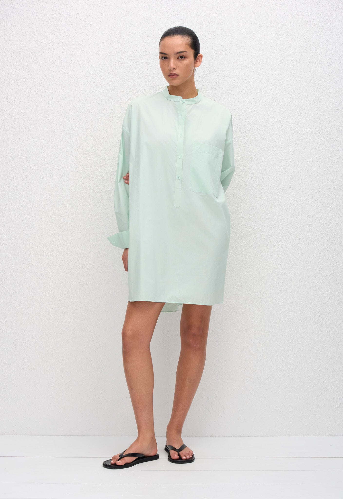 Popover Mini Shirt Dress - Mint - Matteau