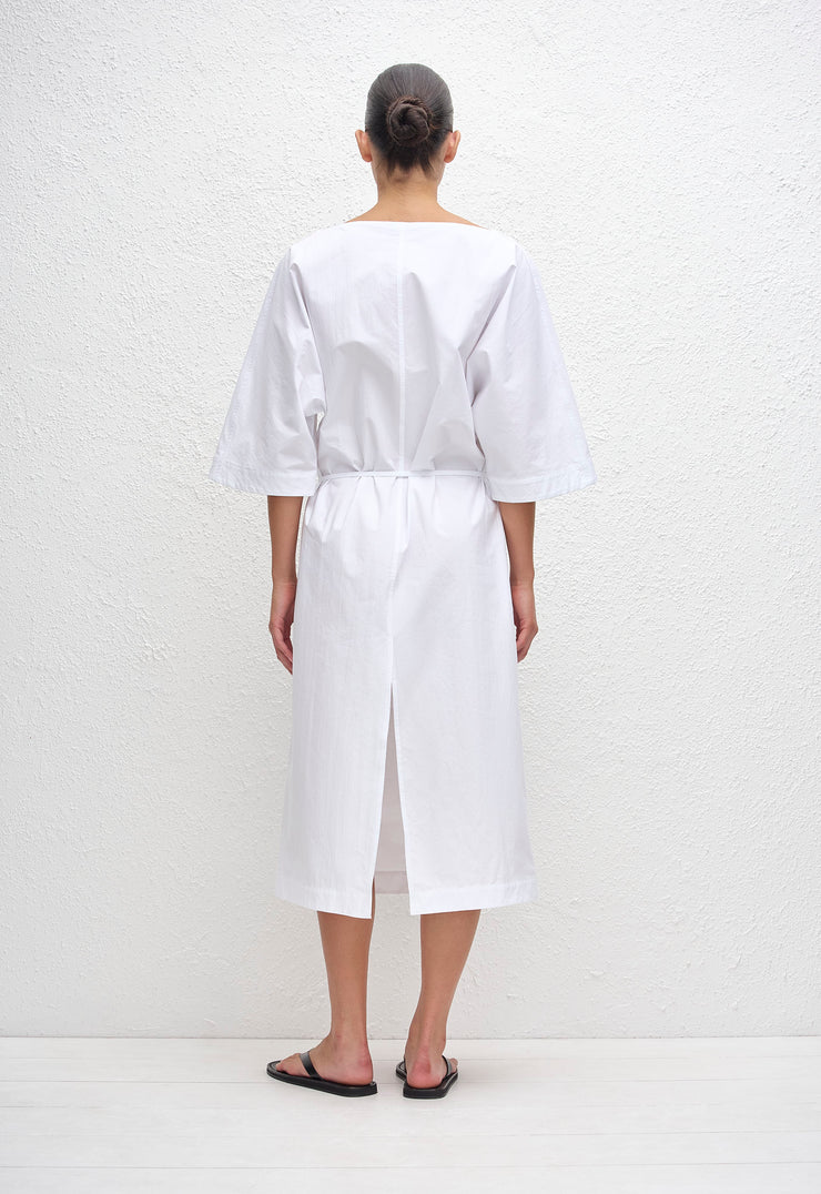 Relaxed Midi Tee Dress - White - Matteau