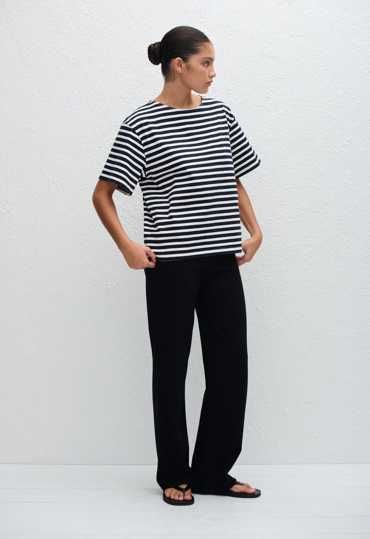 Relaxed Stripe Tee - French Navy - Matteau