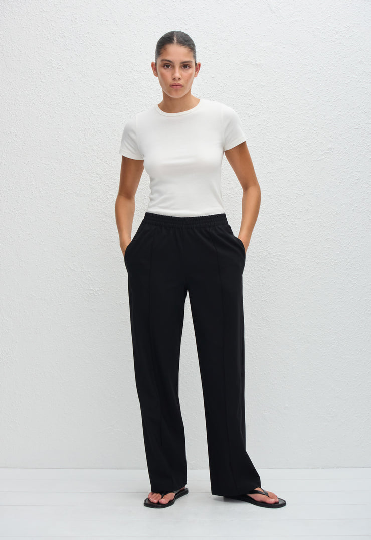 Relaxed Pin-Stitch Trouser - Black - Matteau