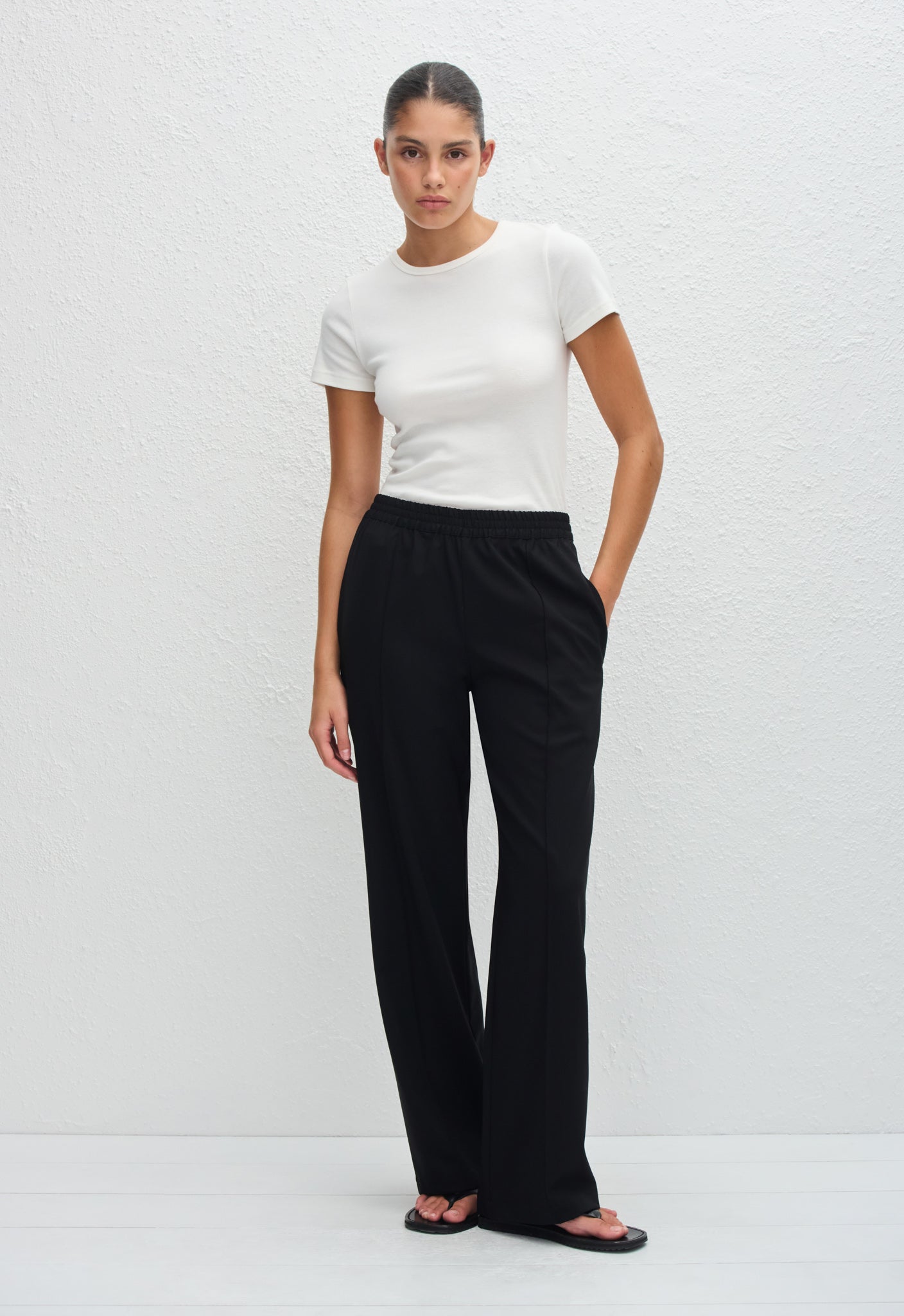 Relaxed Pin-Stitch Trouser - Black - Matteau