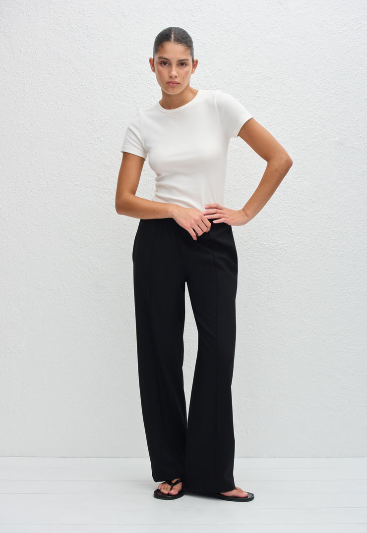 Relaxed Pin-Stitch Trouser - Black - Matteau