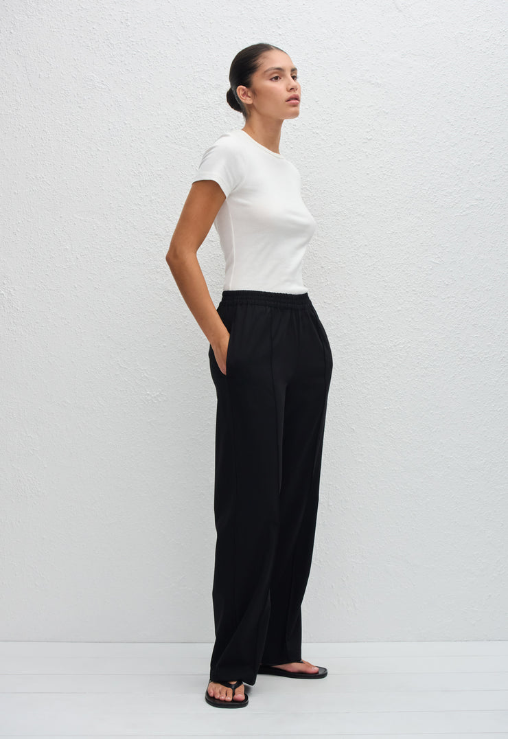 Relaxed Pin-Stitch Trouser - Black - Matteau