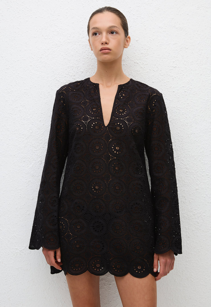 Broderie Tunic Dress - Black - Matteau