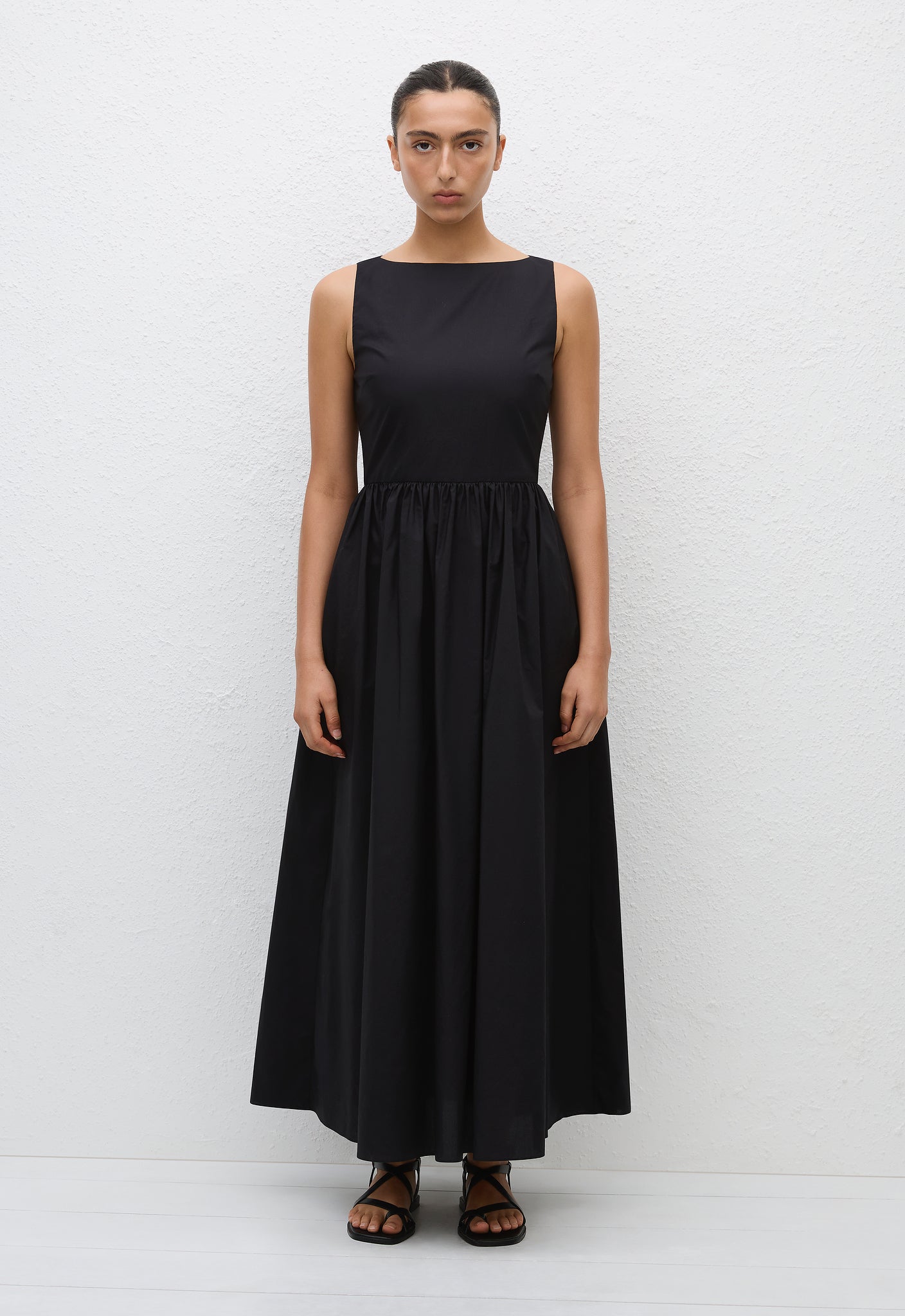 Tie Back Midi Dress - Black - Matteau