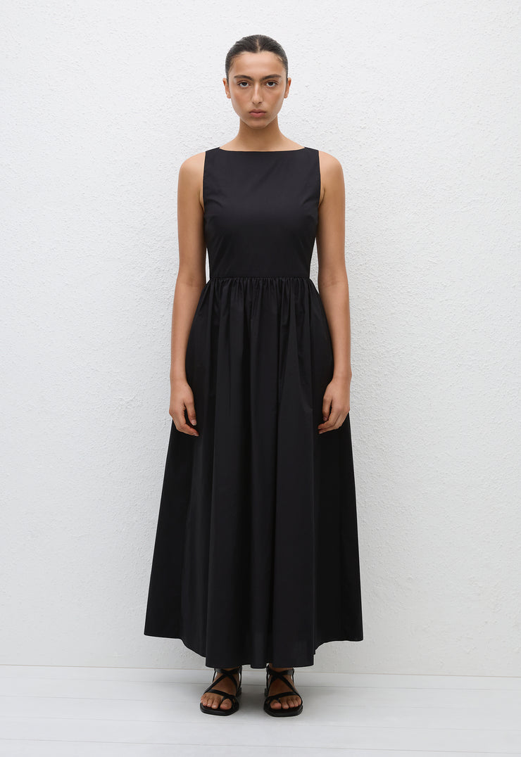 Tie Back Midi Dress - Black - Matteau