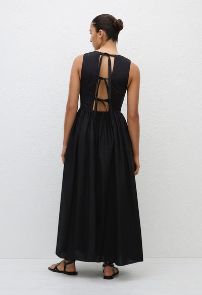 Tie Back Midi Dress - Black - Matteau Tie Back Midi Dress - Black - Matteau