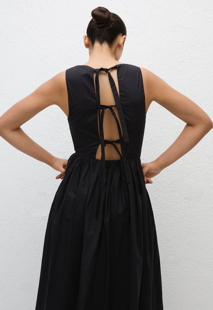 Tie Back Midi Dress - Black Tie Back Midi Dress - Black