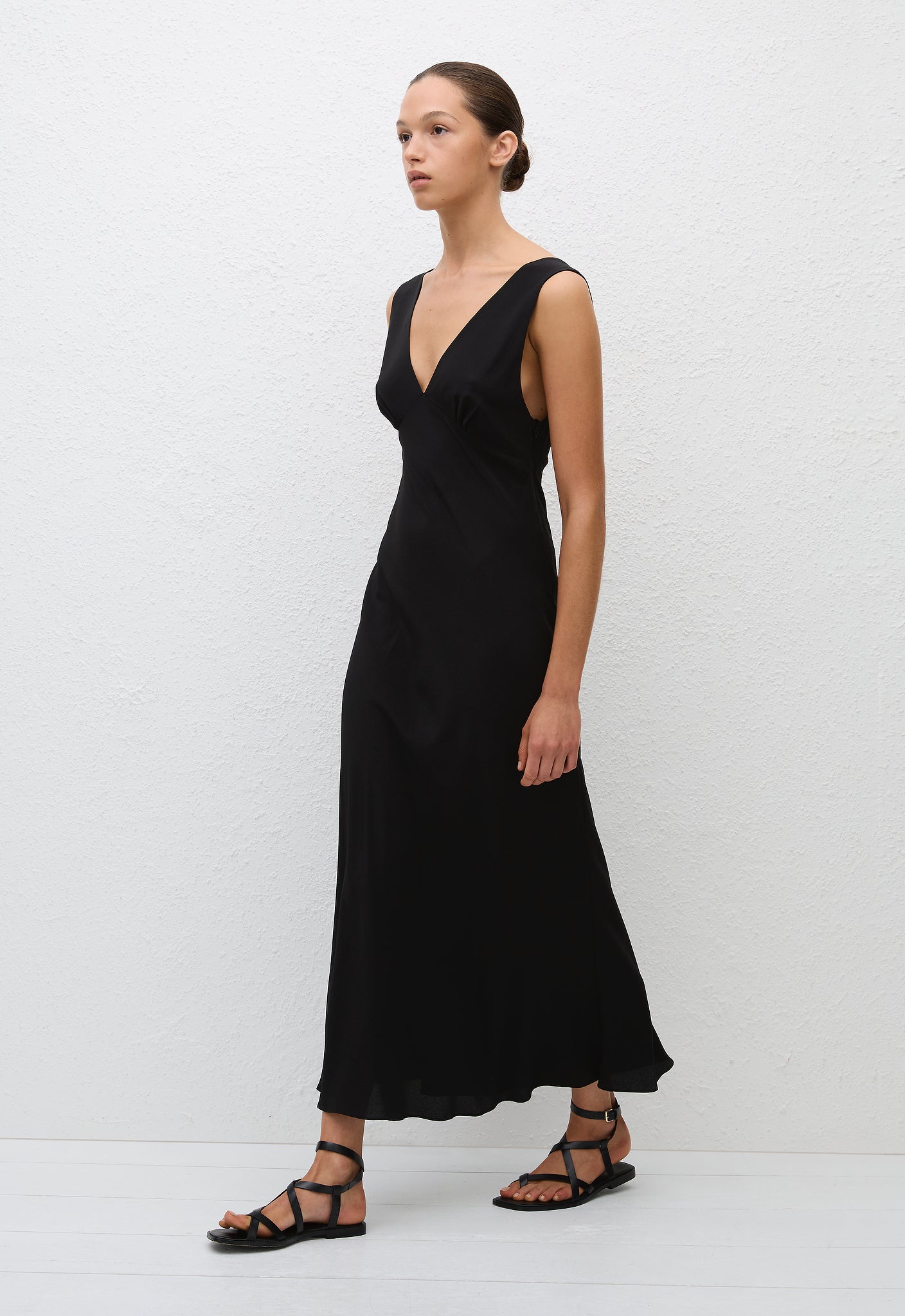 Plunge Slip Dress - Black - Matteau