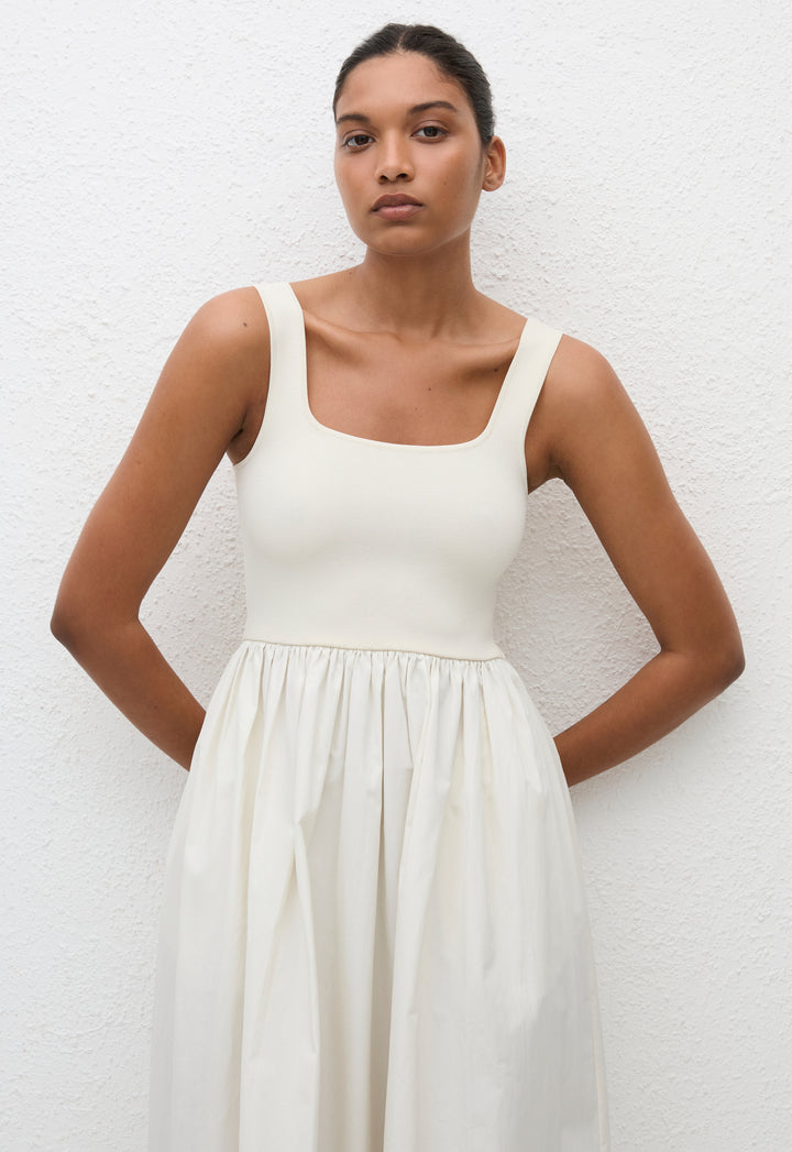 Matteau Knit And Cotton Dress - Ecru