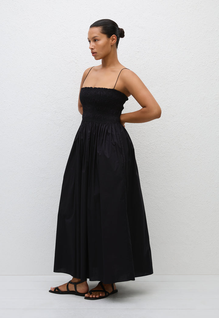 【関税込み】Matteau ブラック Shirred Bodice ミニワンピース Shirred Bodice Dress - Black - Matteau