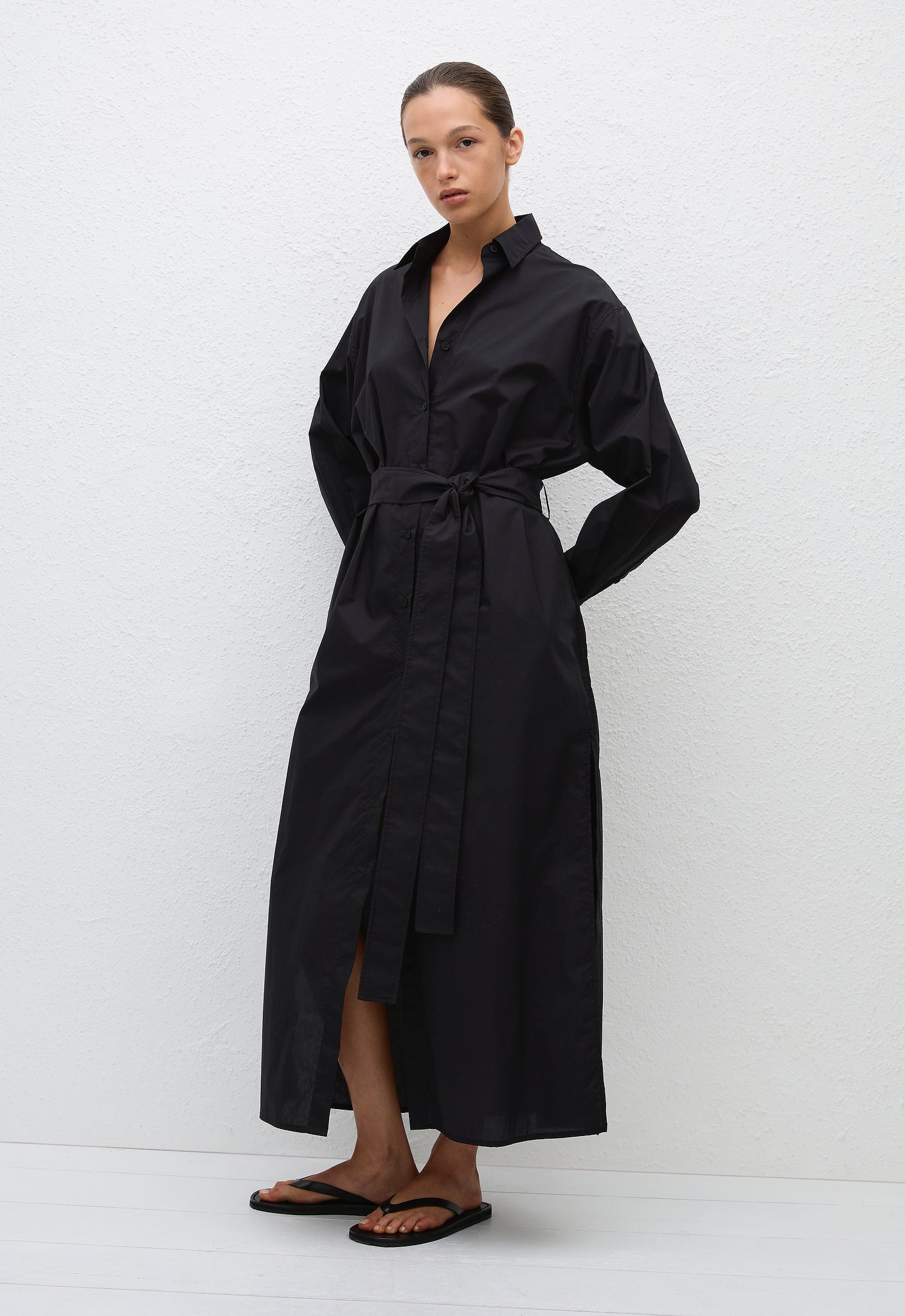 Everyday Shirt Dress - Black - Matteau