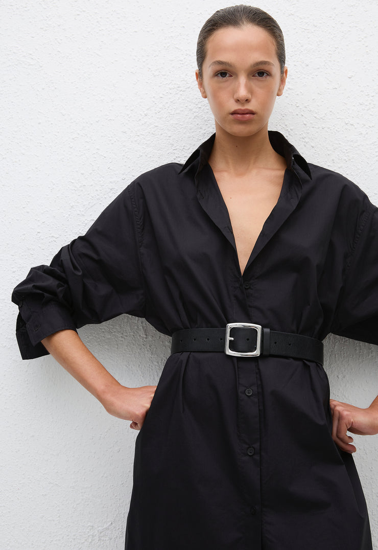 Everyday Shirt Dress - Black - Matteau