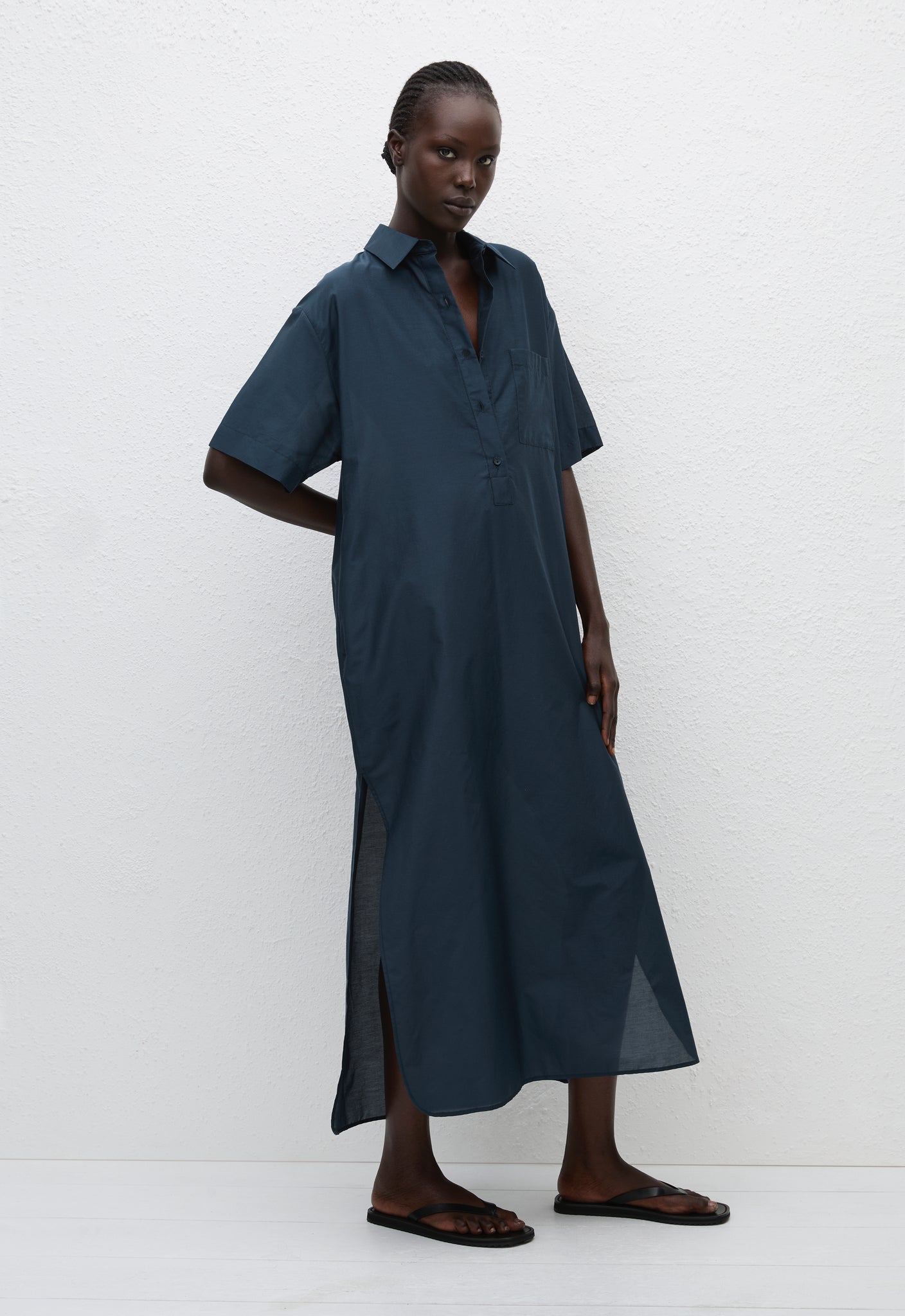 Pop-Over Shirt Dress - Midnight - Matteau