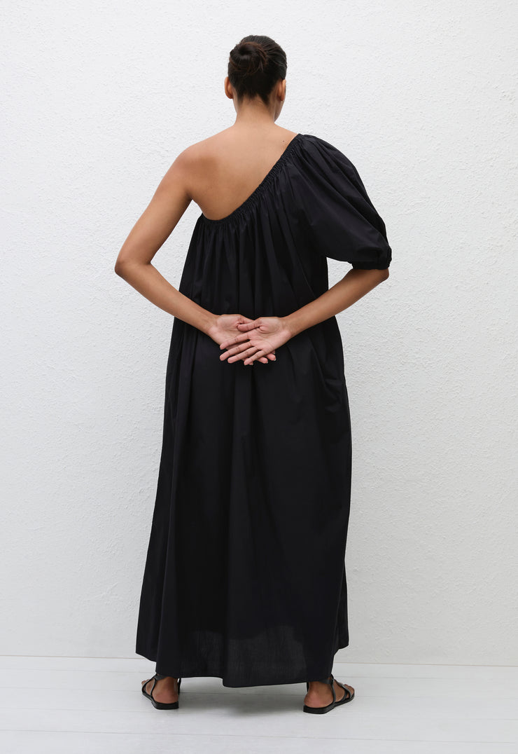 One Shoulder Maxi Dress - Black - Matteau