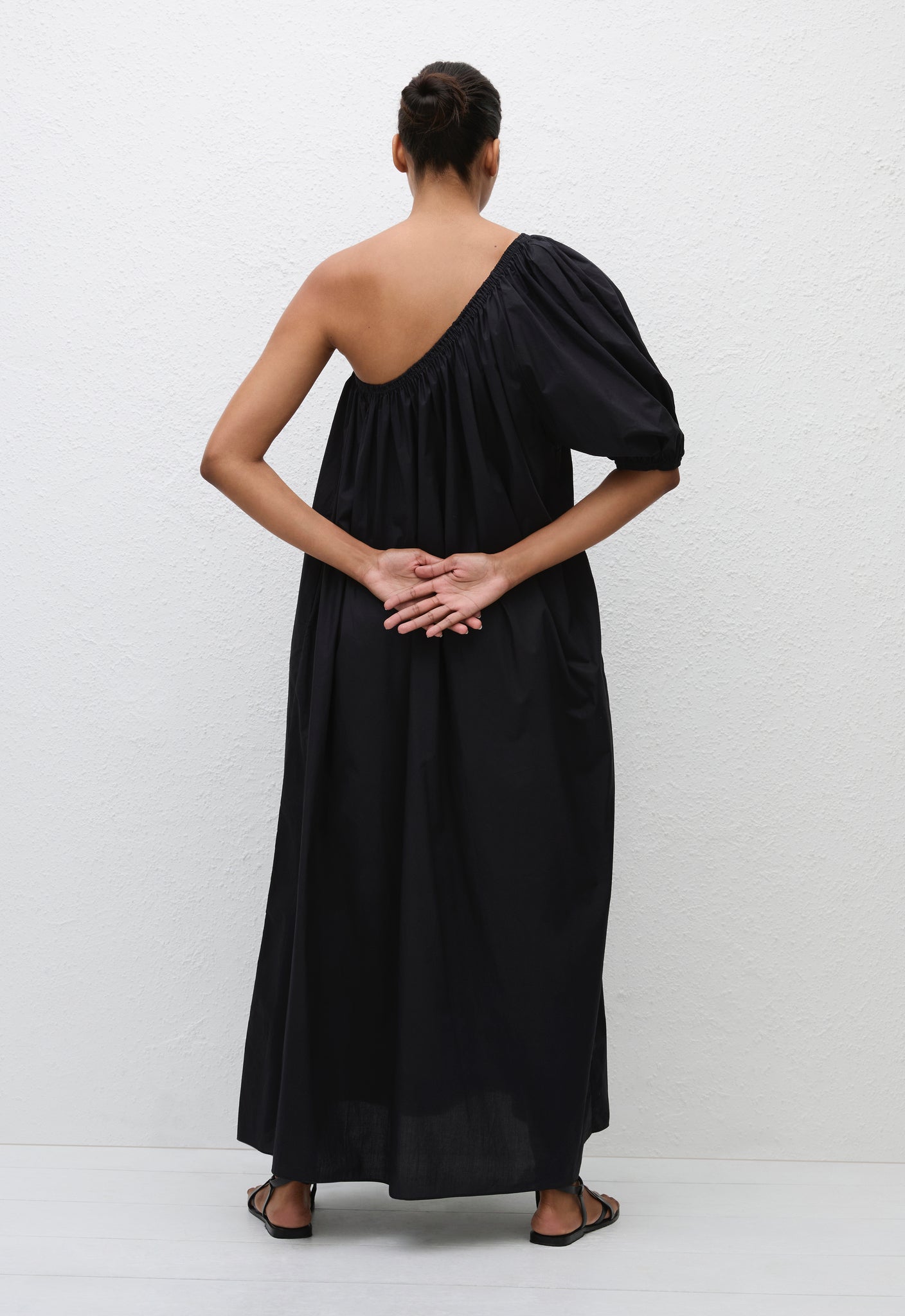 One Shoulder Maxi Dress - Black - Matteau