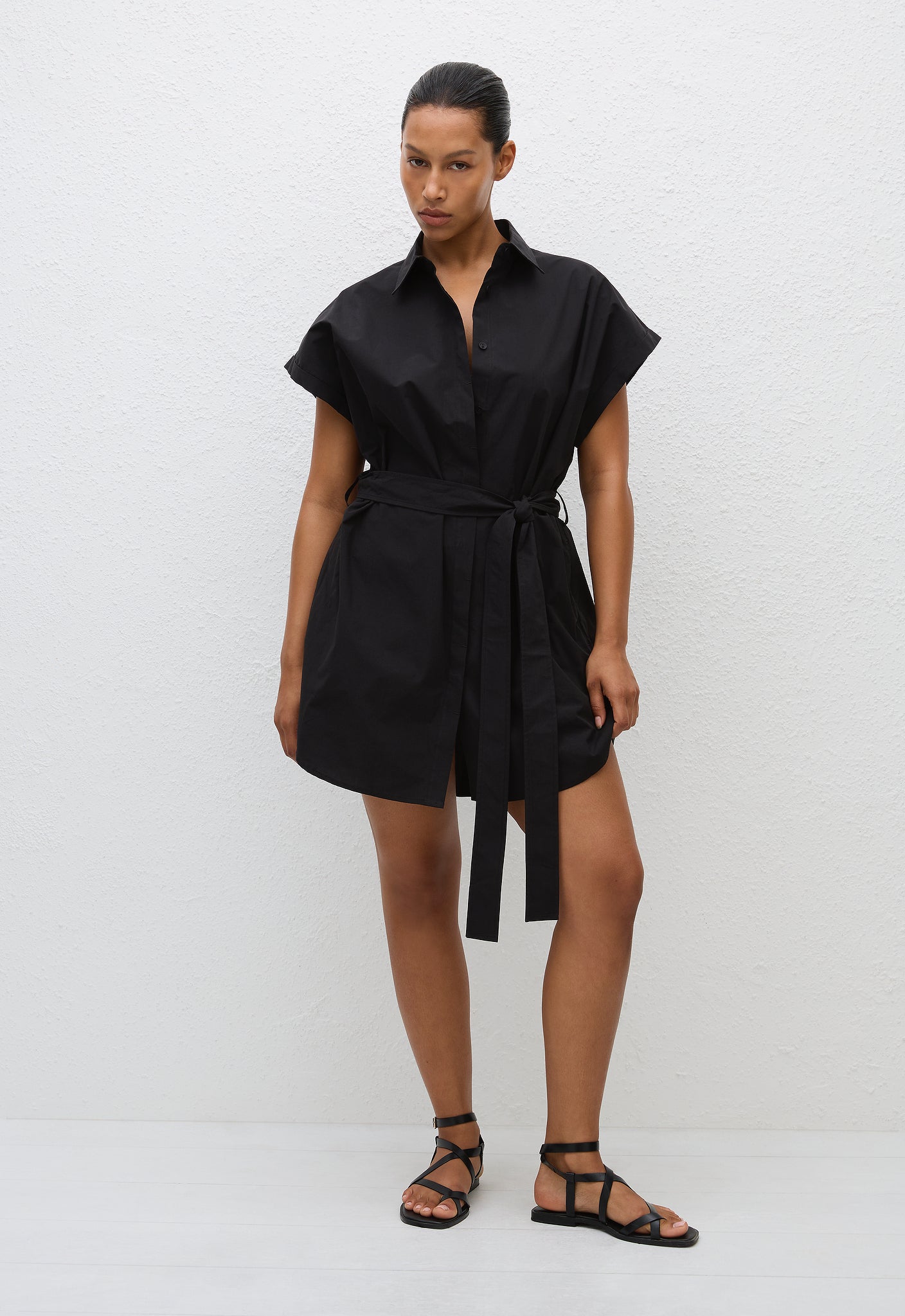 Mini Shirt Dress - Black - Matteau