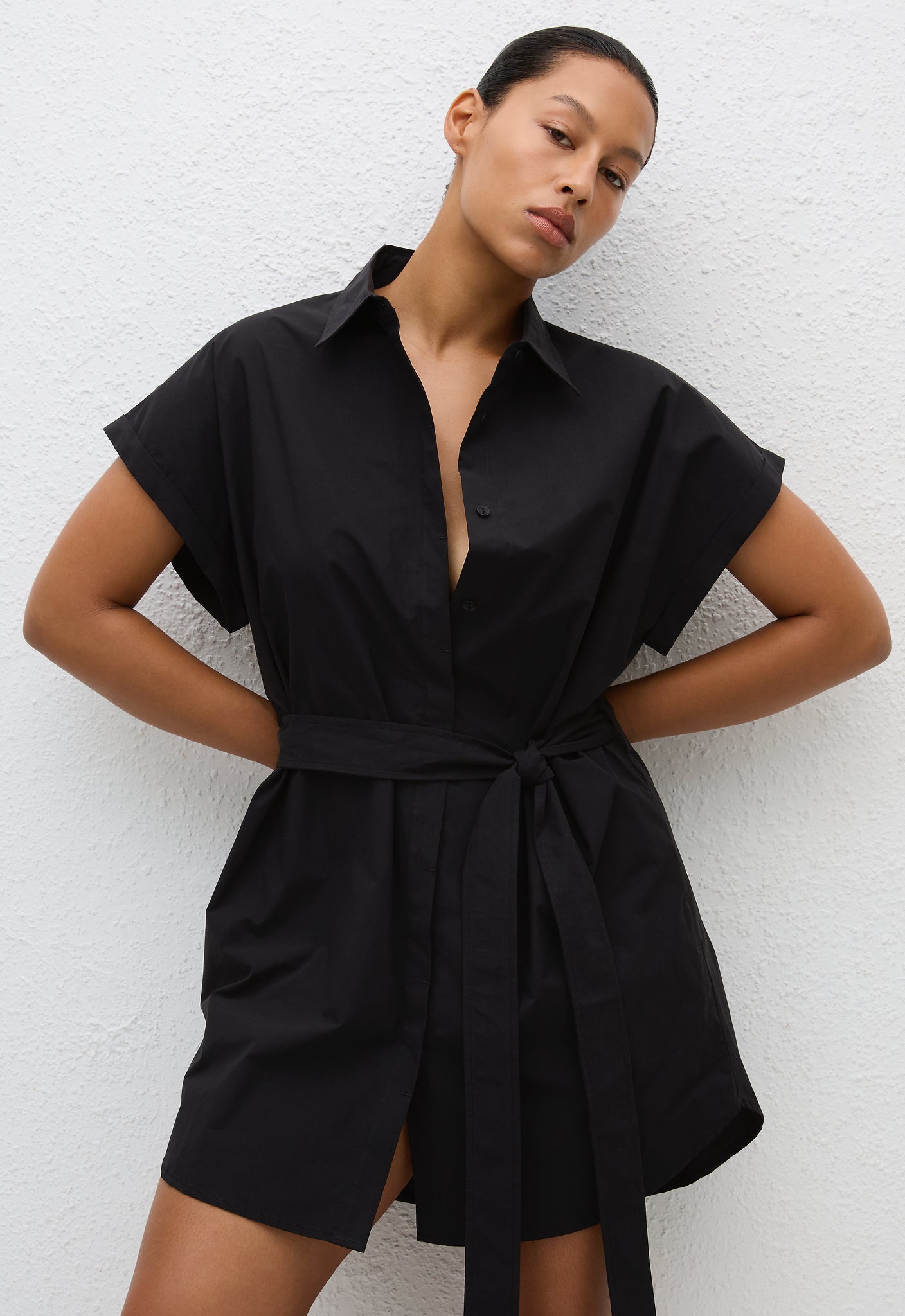 Mini Shirt Dress - Black - Matteau