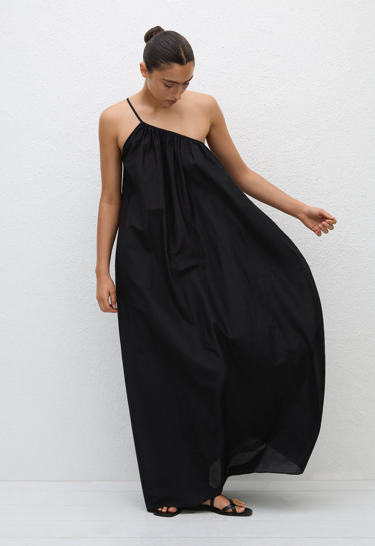 Voluminous One Shoulder Dress - Black - Matteau