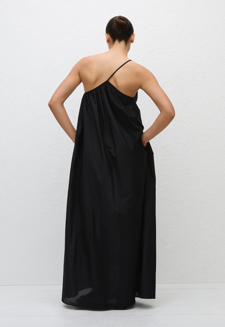 Voluminous One Shoulder Dress - Black - Matteau