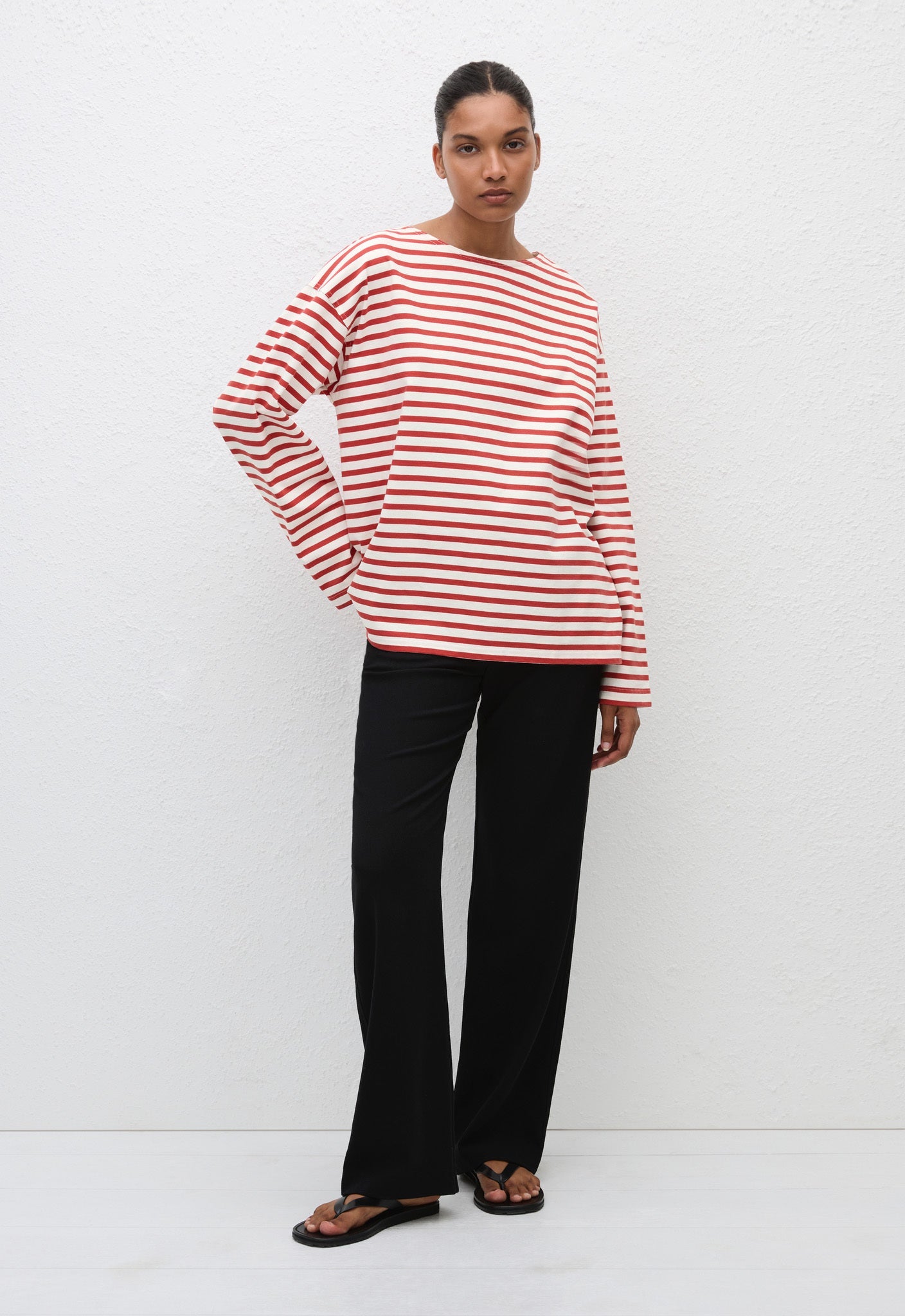 Matteau Breton Stripe Tee Red White Xs
