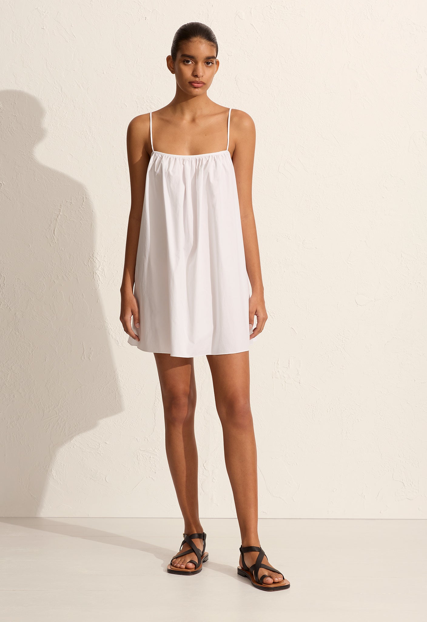 Voluminous Cami Mini Dress - White - Matteau