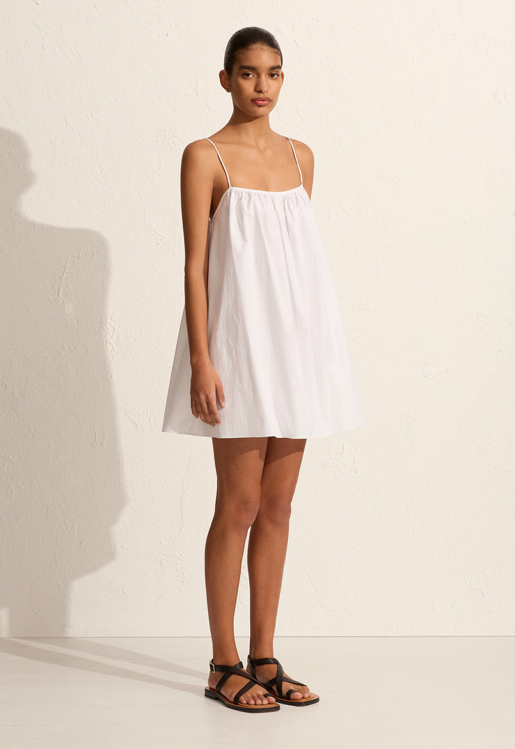 Voluminous Cami Mini Dress - White - Matteau