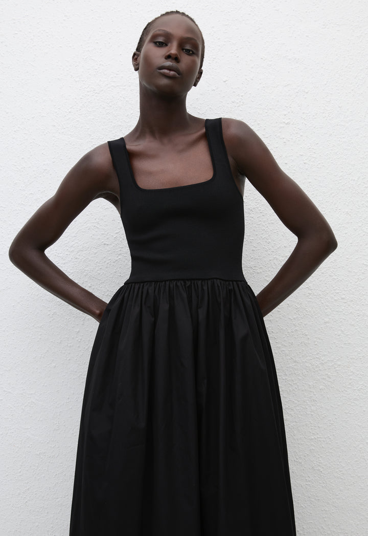 Matteau Knit And Cotton Dress - Black