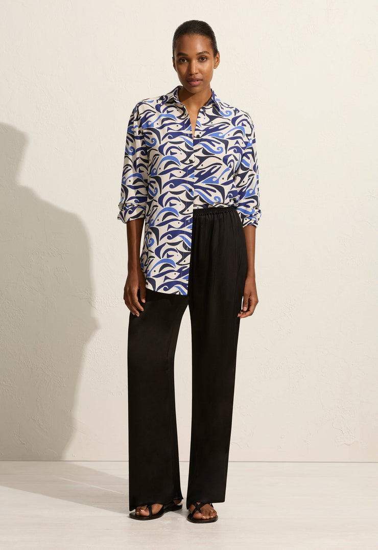 Long Sleeve Silk Shirt - Pescado (Riviera) - Matteau