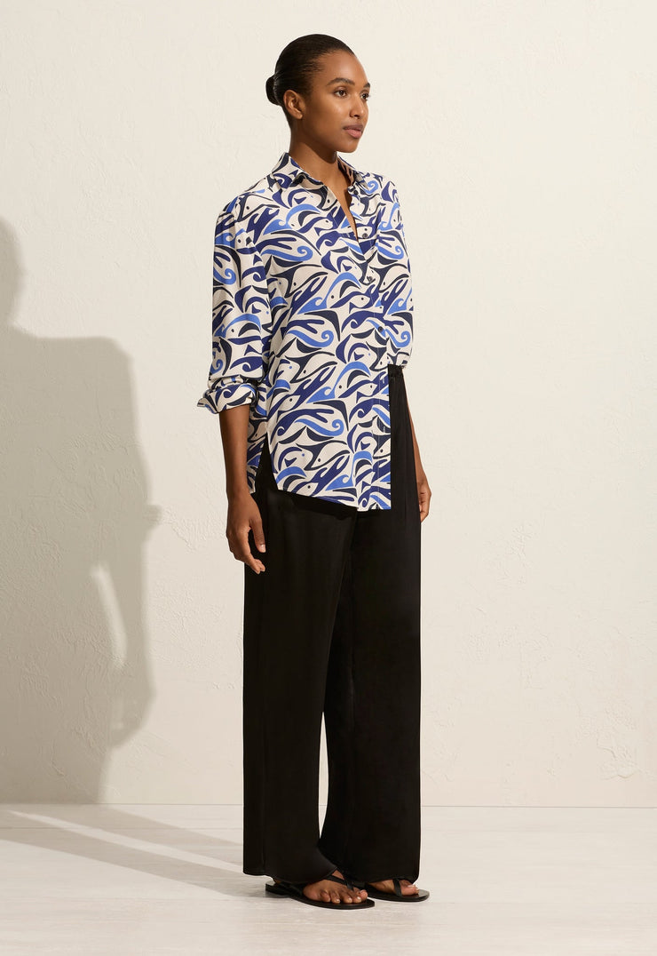Long Sleeve Silk Shirt - Pescado (Riviera) - Matteau