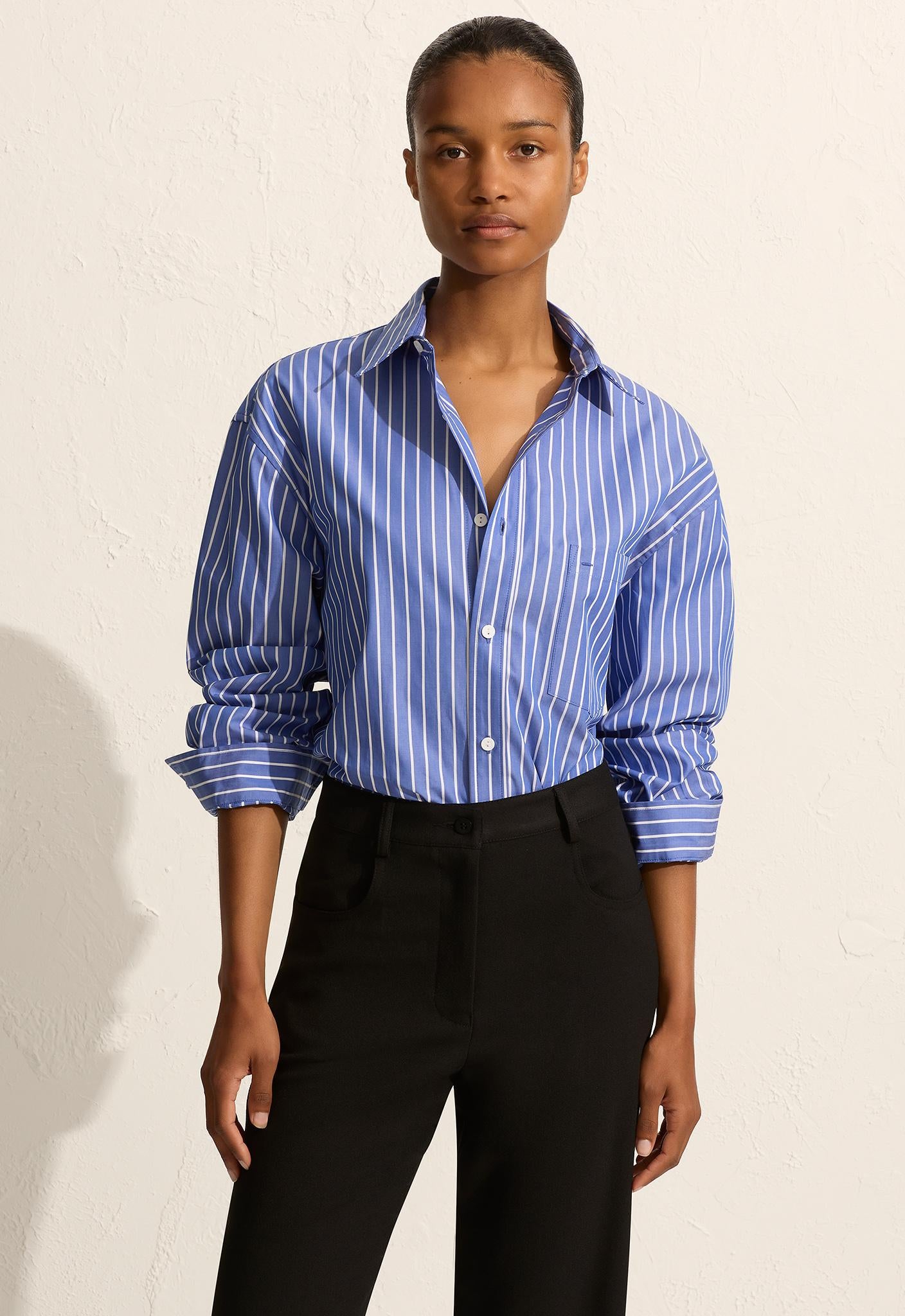 Classic Stripe Shirt - Lapis Stripe - Matteau