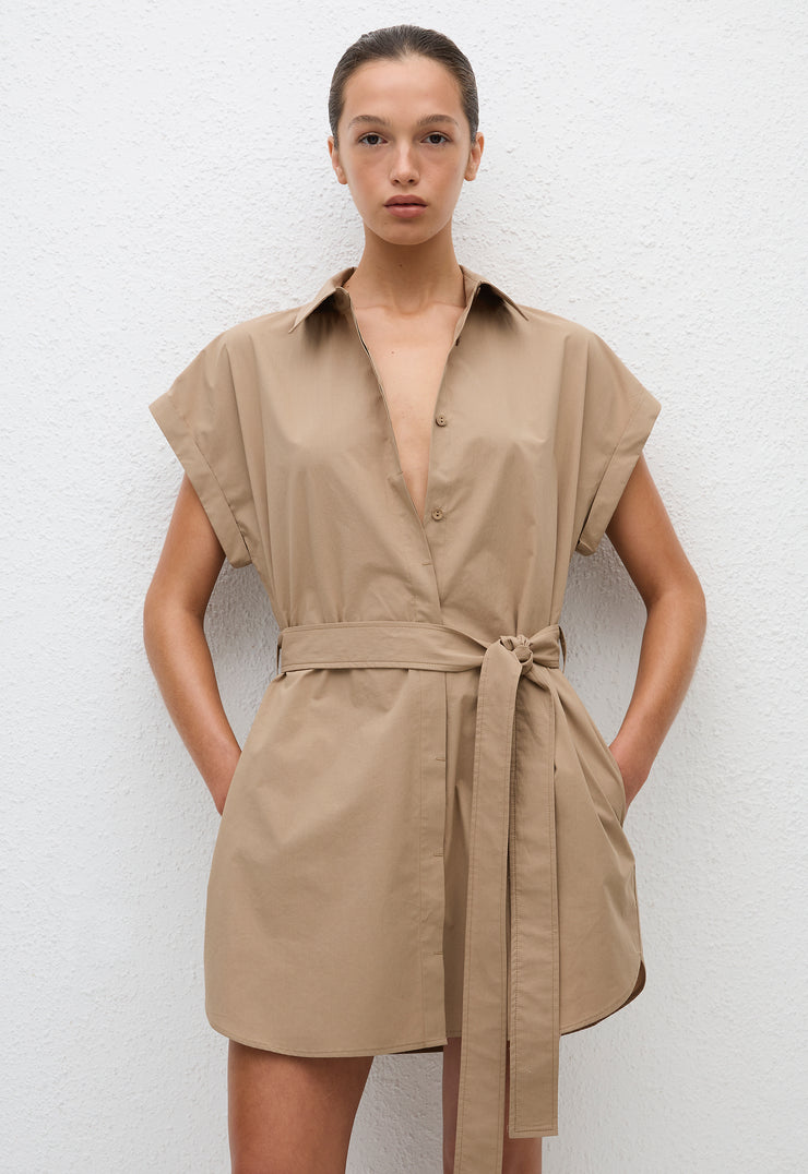 Mini Shirt Dress - Stone - Matteau