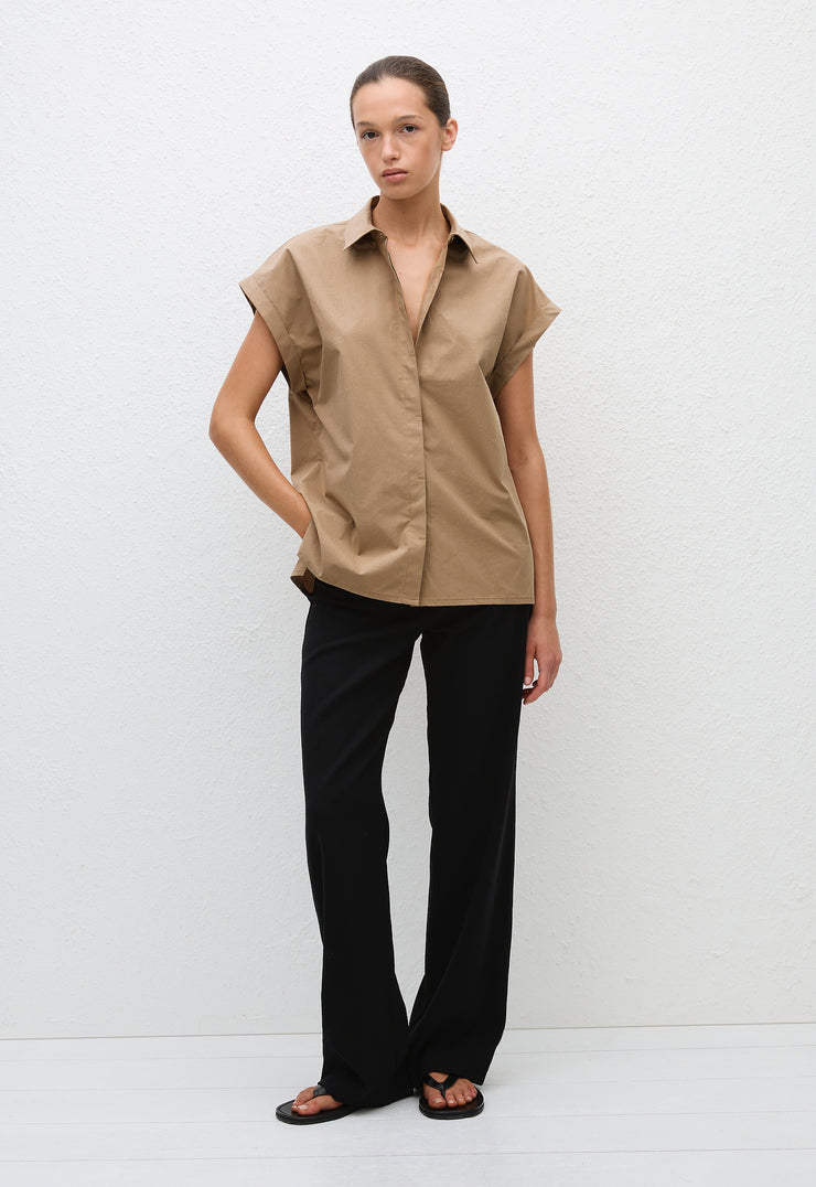 Relaxed Sleeveless Shirt - Stone - Matteau