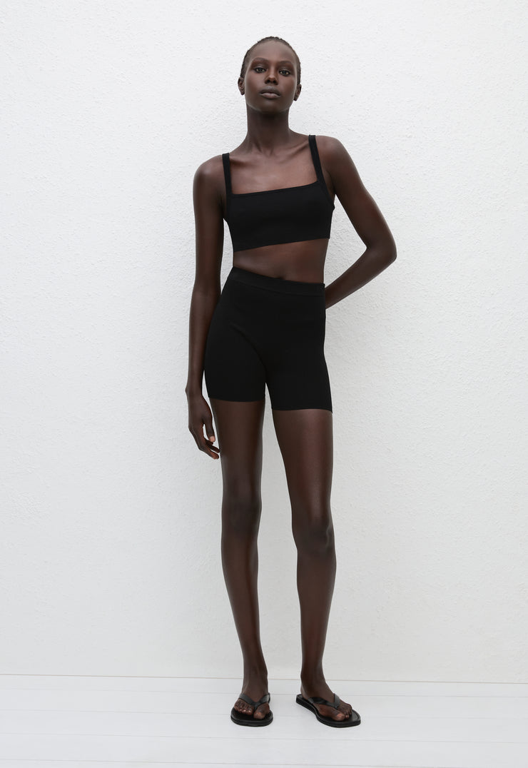 Square Knit Crop Tank - Black - Matteau