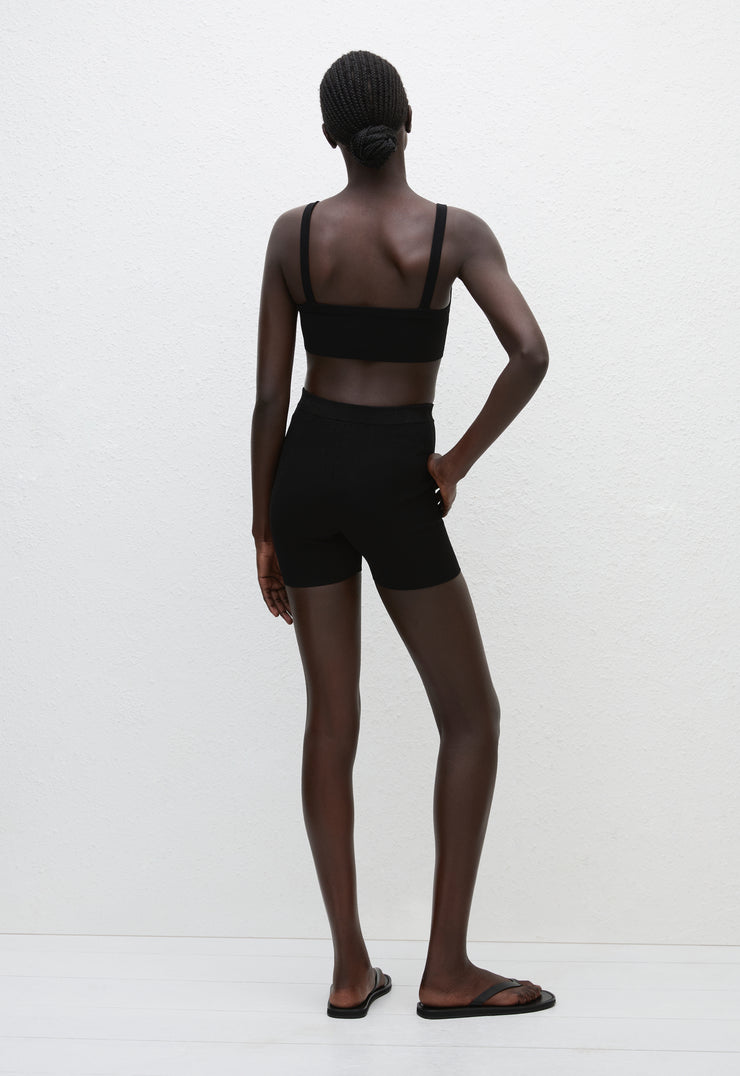 Square Knit Crop Tank - Black - Matteau