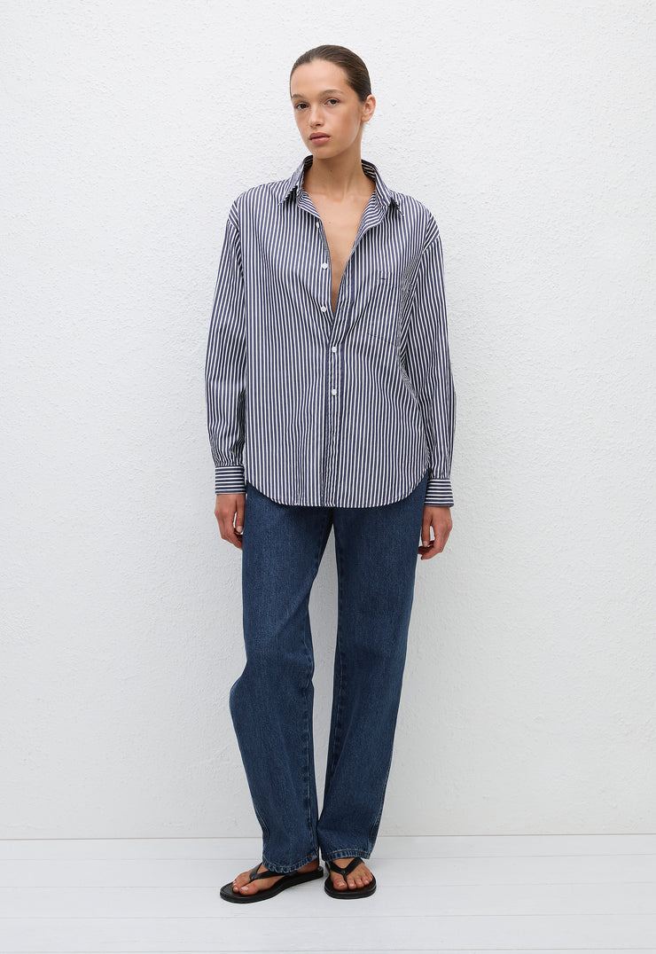 Classic Stripe Shirt - Navy Stripe - Matteau
