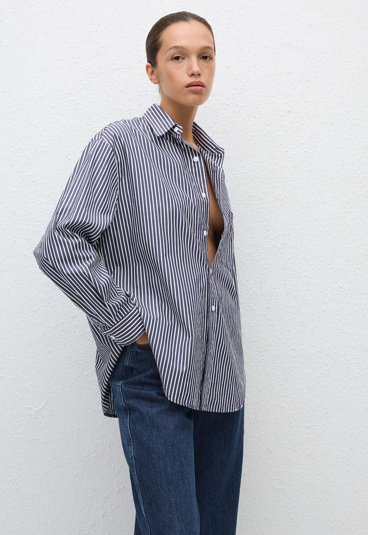 Classic Stripe Shirt - Navy Stripe - Matteau