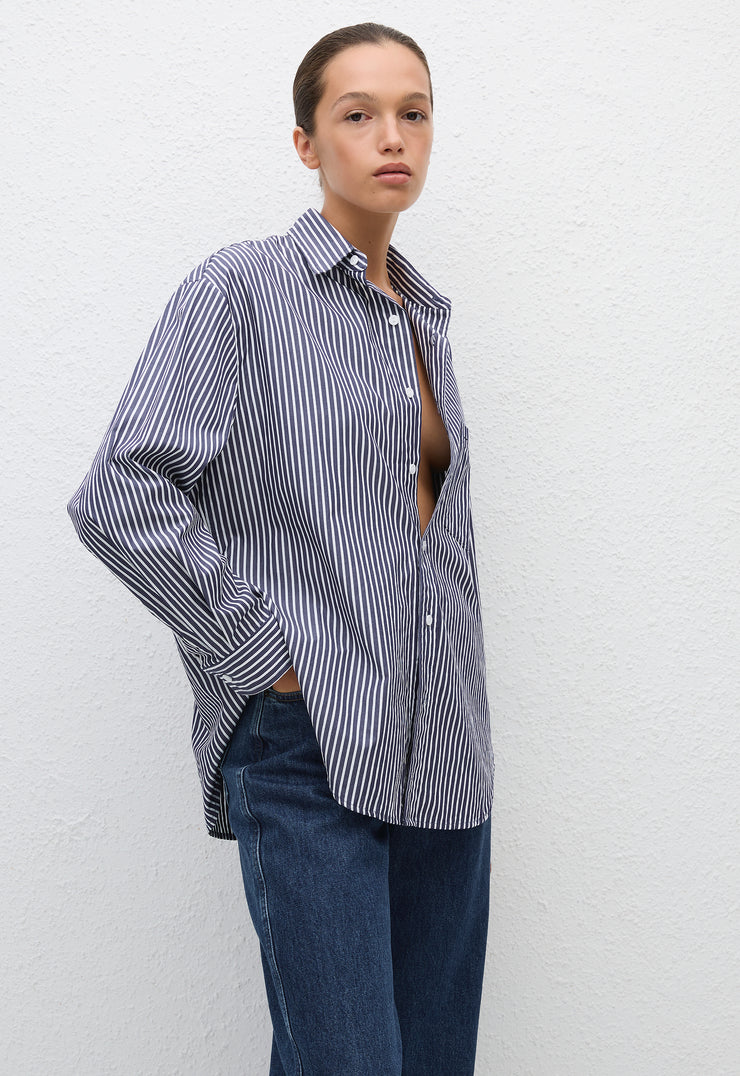 Classic Stripe Shirt - Navy Stripe - Matteau