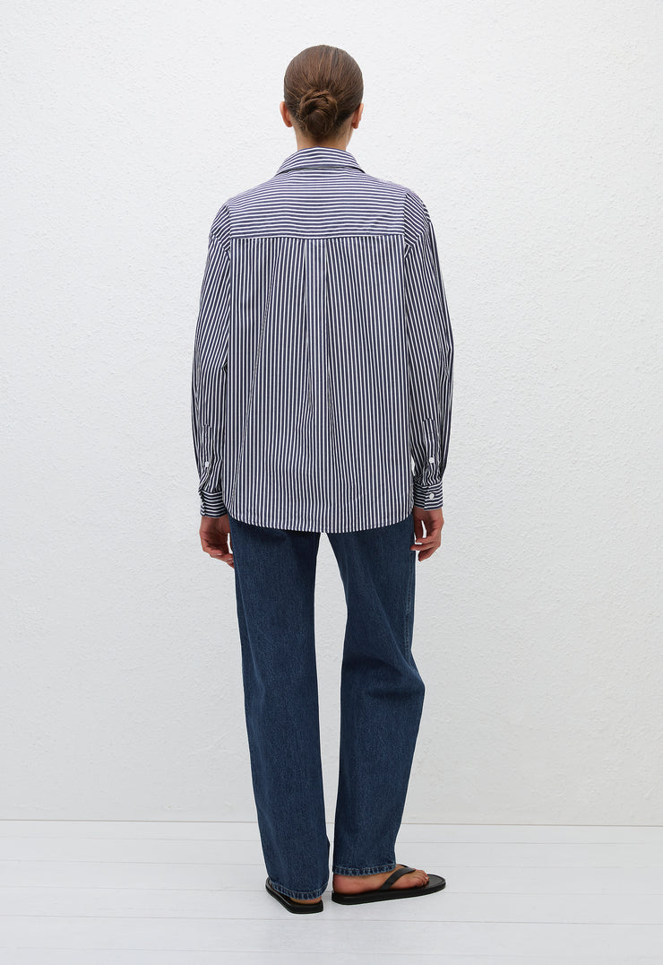 Classic Stripe Shirt - Navy Stripe - Matteau