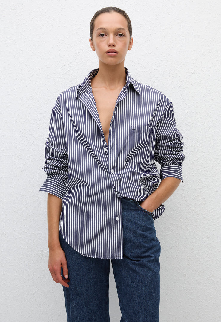 Classic Stripe Shirt - Navy Stripe - Matteau