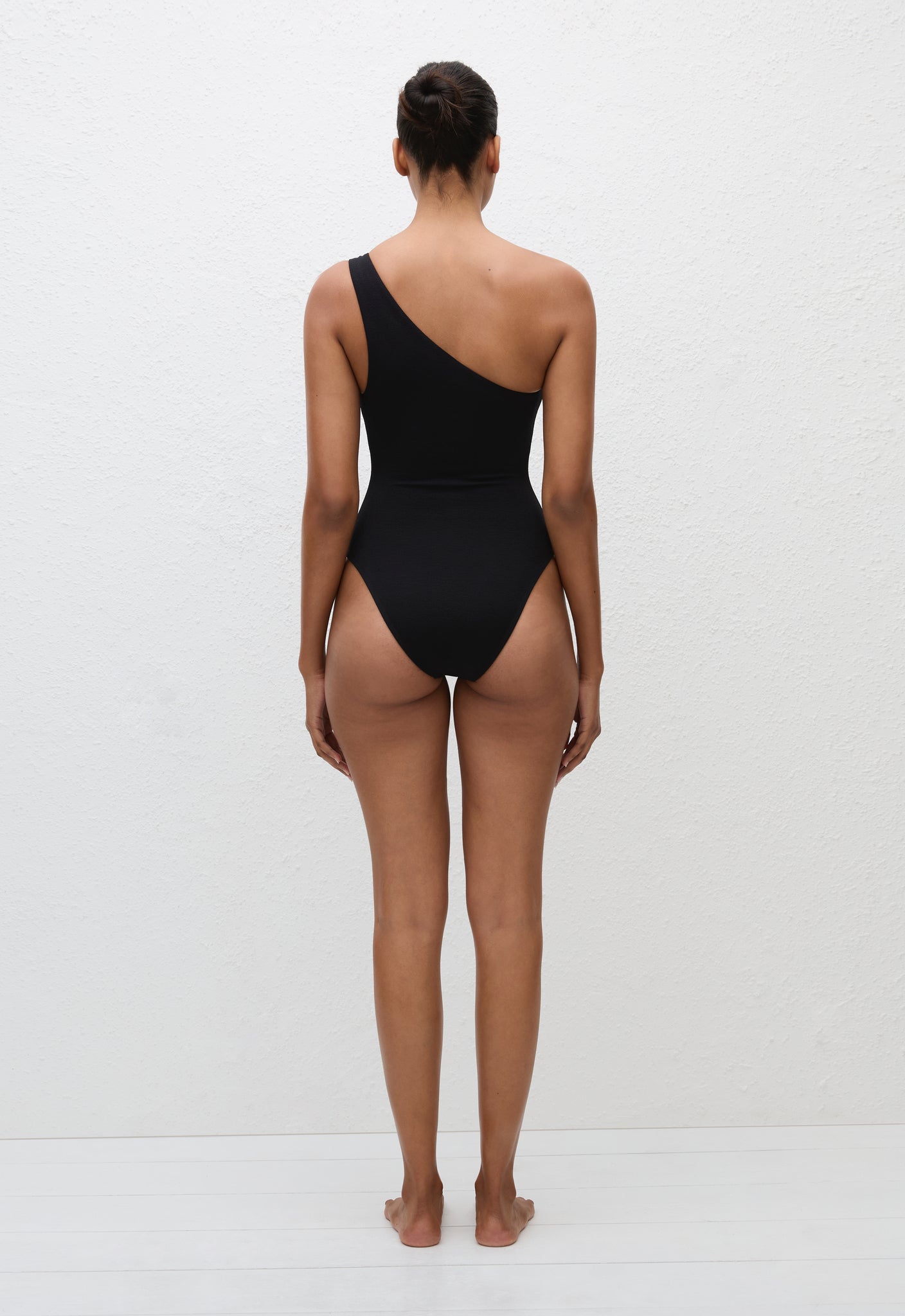 Asymmetric Ring Maillot - Black Crinkle - Matteau