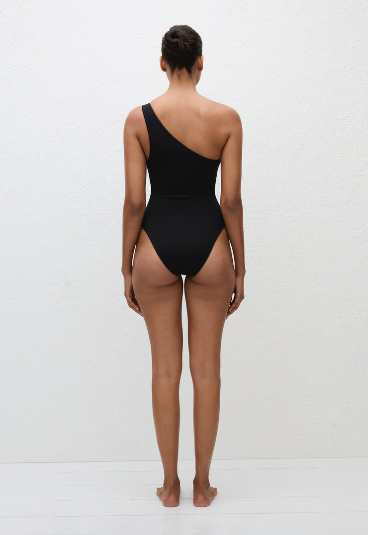 Asymmetric Ring Maillot - Black Crinkle - Matteau