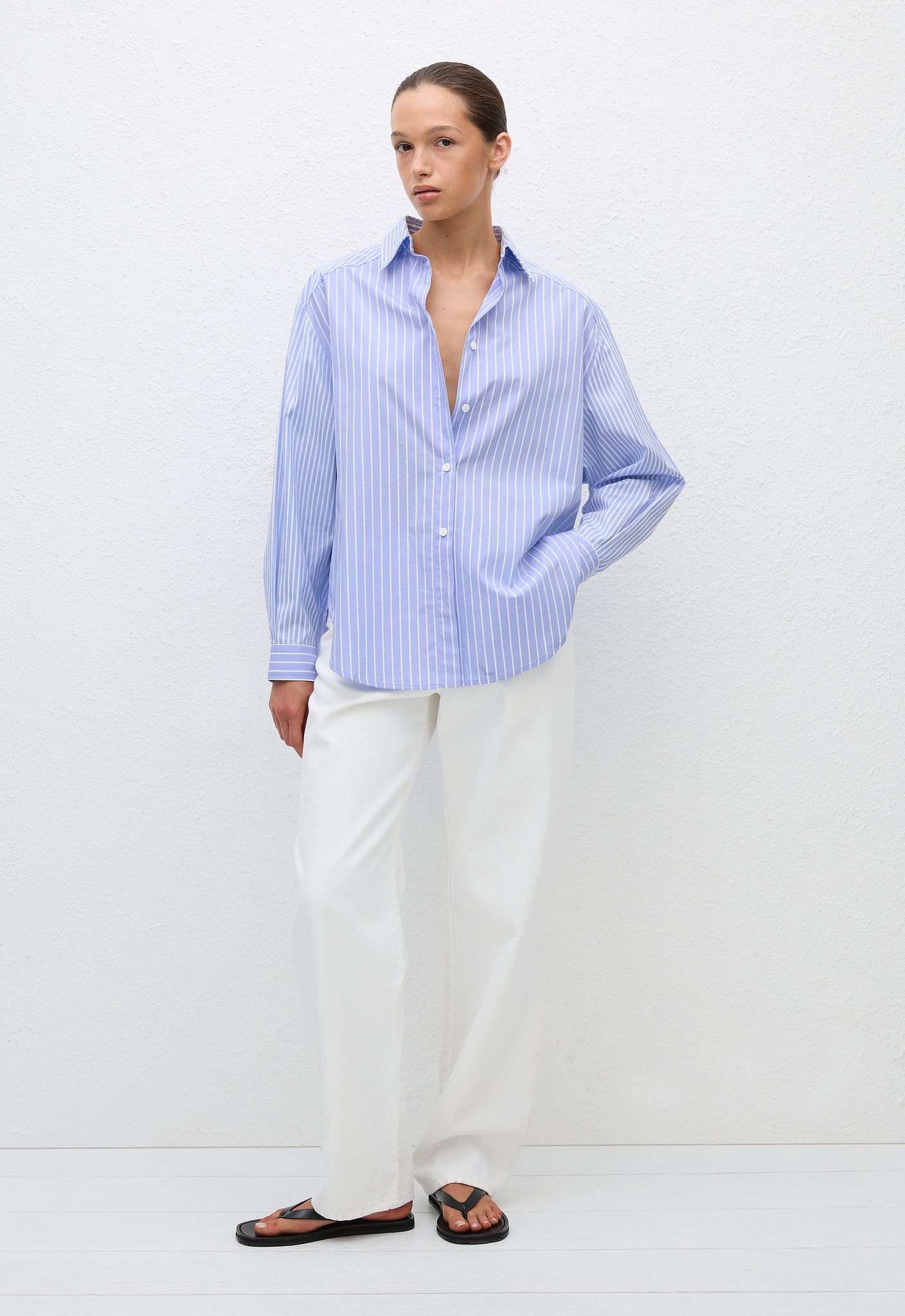 Contrast Stripe Shirt - Sky Stripe - Matteau