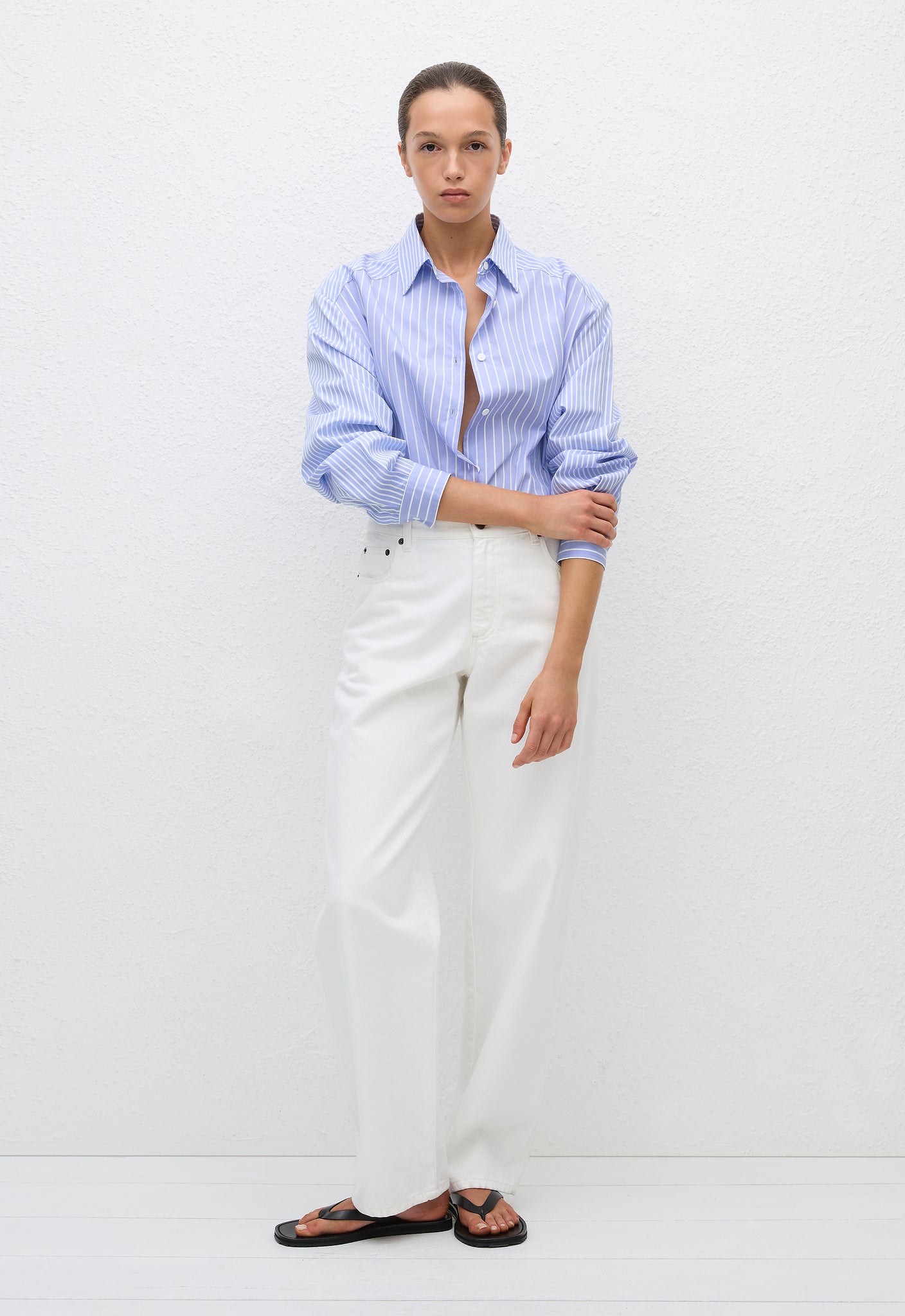 Contrast Stripe Shirt - Sky Stripe - Matteau