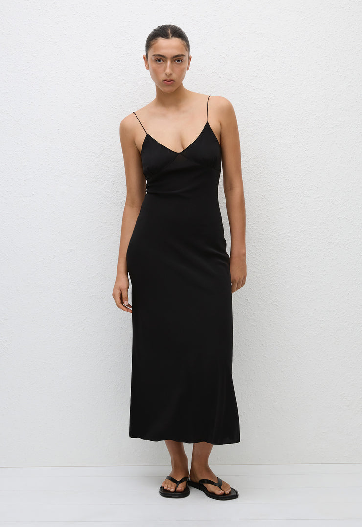 Low Back Slip Dress - Black - Matteau