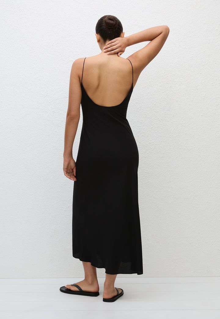 knee length dresses for ladies Lace Trim Satin Slip Midi Dress main image 0